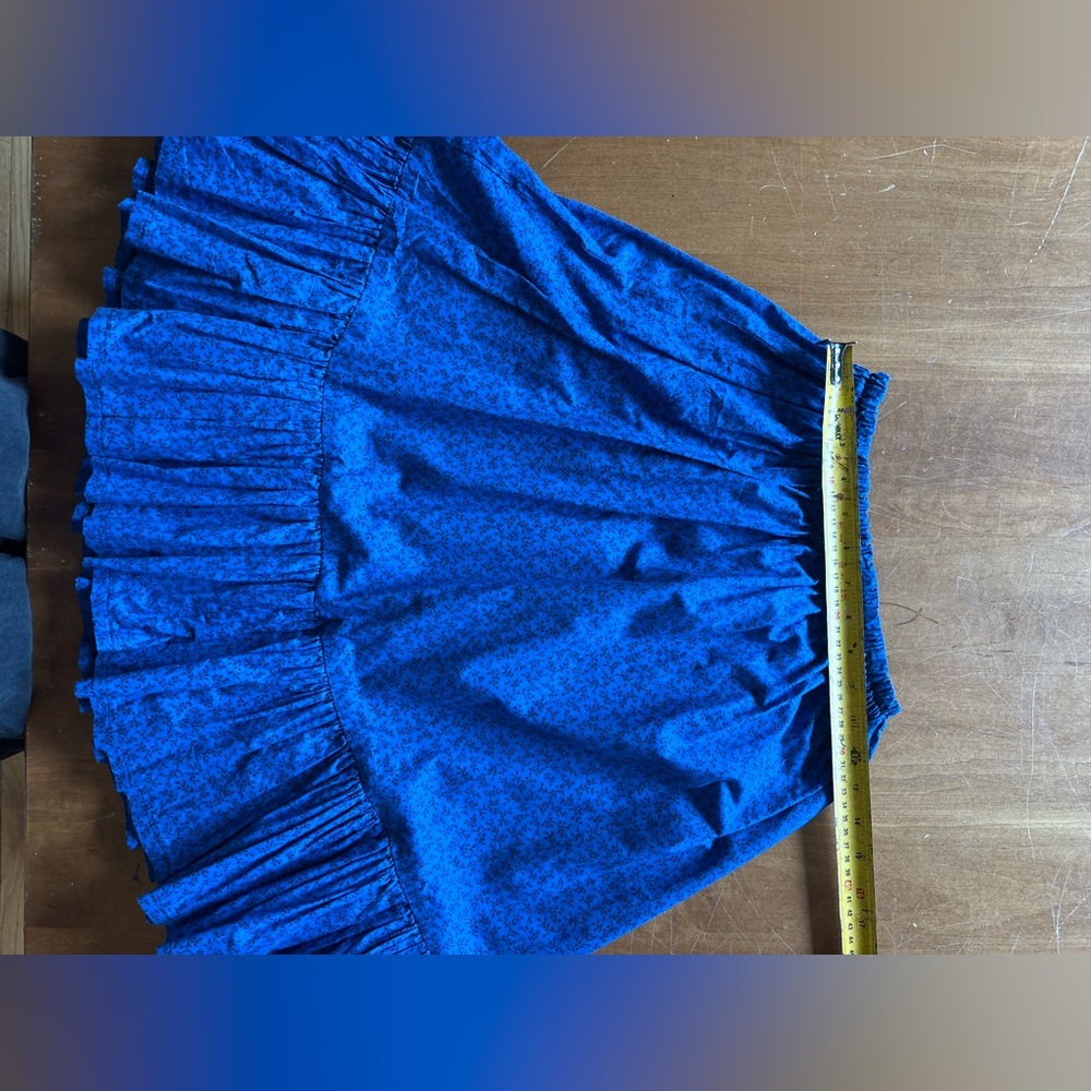 Vintage Ruffle Blue Midi Skirt with Ruffle Hem Small - Picture 6 of 6